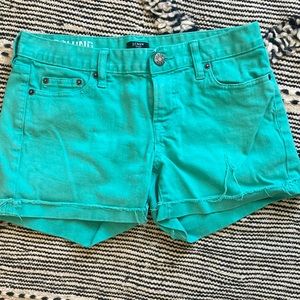 J Crew size 2 stretch denim turquoise shorts